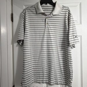 Nike Golf dri fit Gray and White Striped Men's Shirt. Medium.